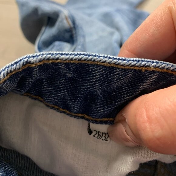 CHEAP MONDAY Ally Blue Gem High Waist Raw Hem Ankle Straight Jeans - Picture 9 of 16